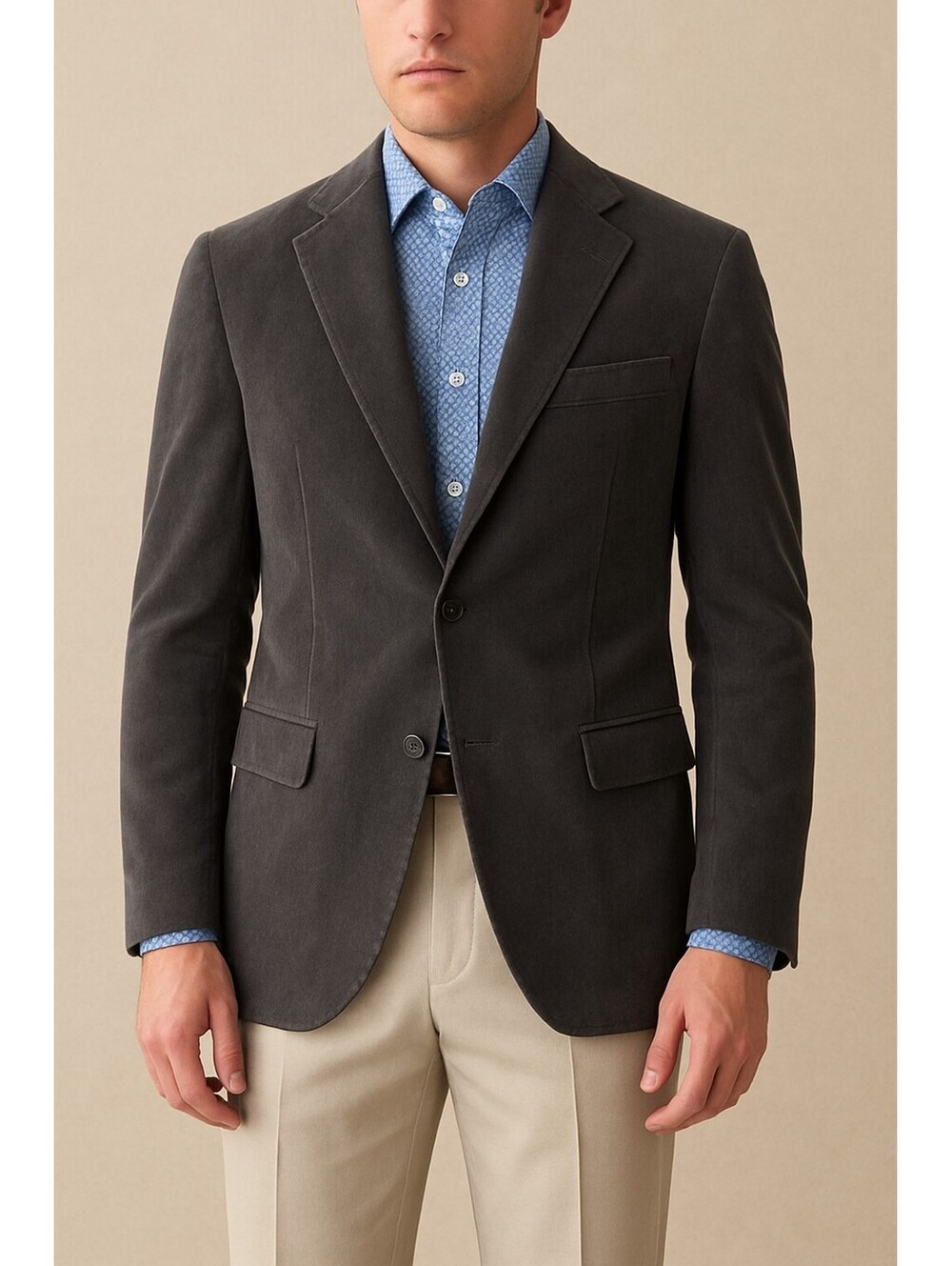 Ralph Lauren Black Label Blazer Size 42L Charcoal Corduroy Jacket Elbow Patches